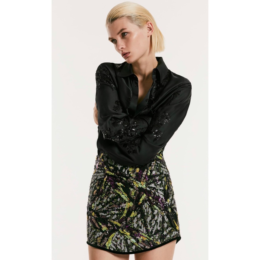 NWT zara short sequin skirt - Picture 8 of 13